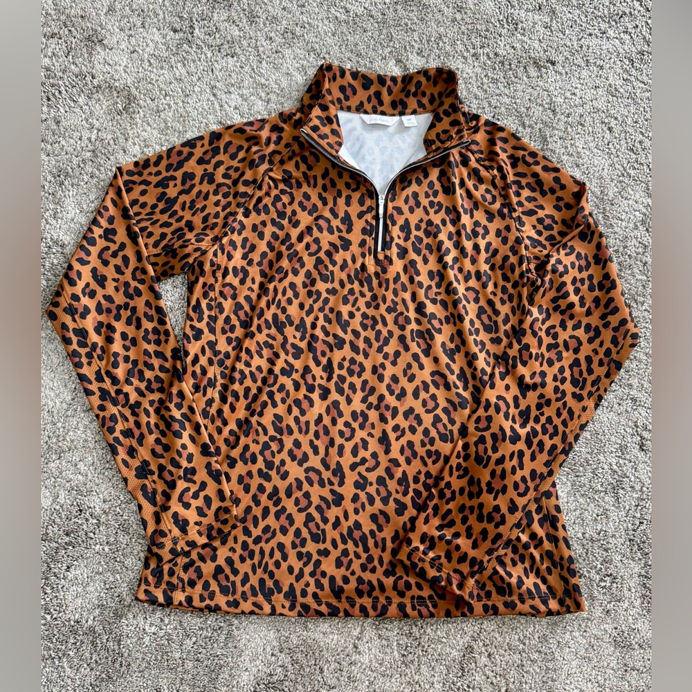 Lady Hagen golf Quarter-Zip UV Top-Leopard Print-Size Medium